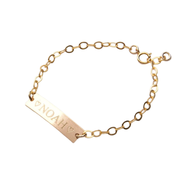 Sterling Silber mit Gelbgold plattiert personalisierte klassische Name Identifikation Armb-0