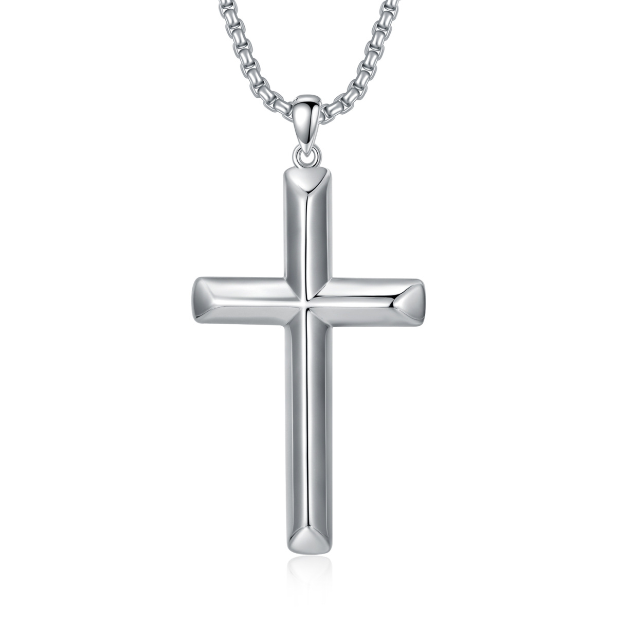 Collar de plata de ley con colgante en forma de cruz para hombre-1