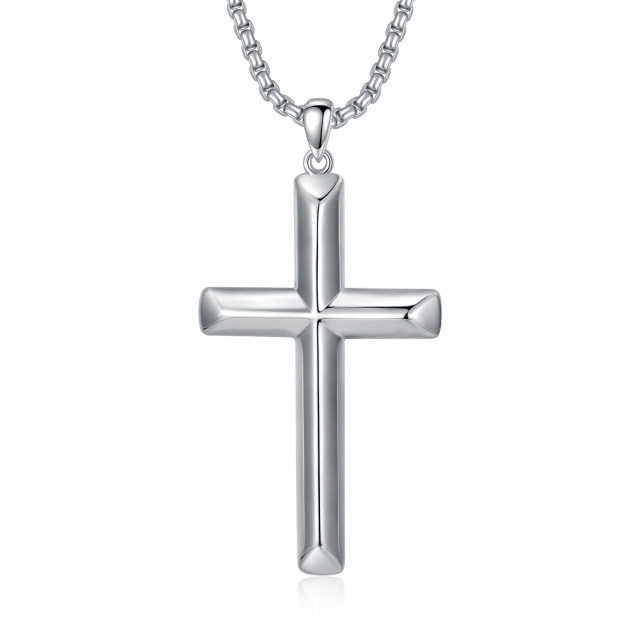 Collier en argent sterling avec pendentif en forme de croix pour hommes-0