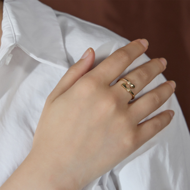 Anéis de mão ajustáveis em ouro 9k personalizados para abraçar joias de banda para mulheres-1