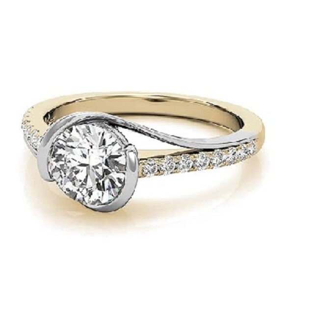 Prata esterlina Moissanite bicolor Gravação personalizada e anel de noivado de casal-0