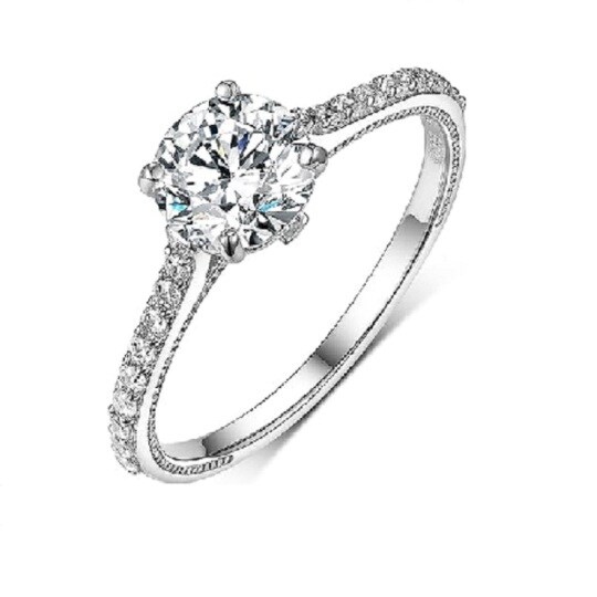 Sterling Silver Moissanite Couple Engagement Ring
