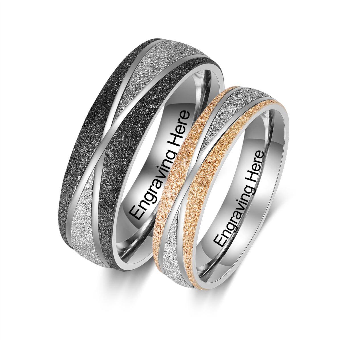 Sterling Silver Two-tone Personalized Engraving & Couple Couple Rings-1