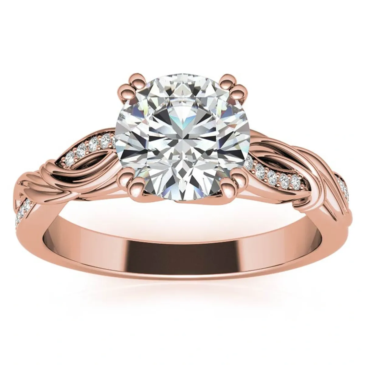 Sterling Silver with Rose Gold Plated Moissanite Couple Engagement Ring-1