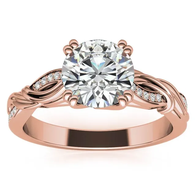 Sterling Silver with Rose Gold Plated Moissanite Couple Engagement Ring-0