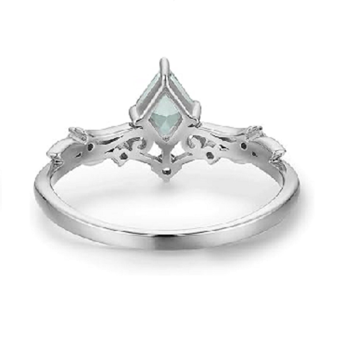 Sterling Silber Diamant Form Moos Achat Verlobungsring-4