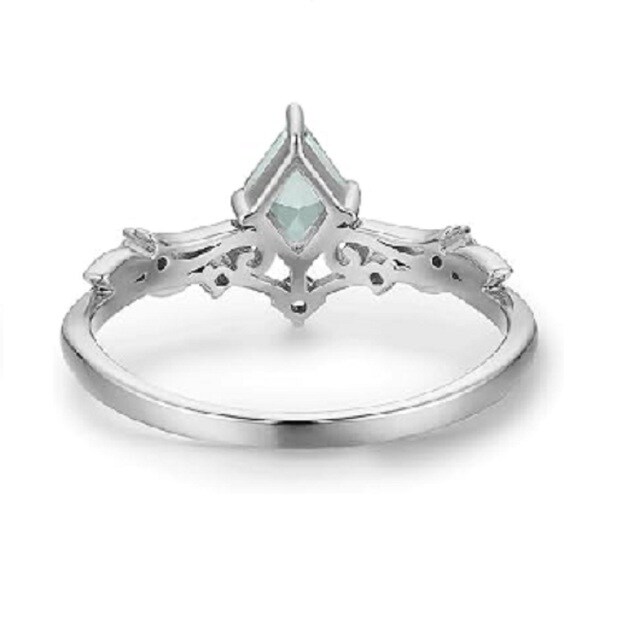 Bague de fiançailles en argent sterling en forme de diamant en agate mousse-3
