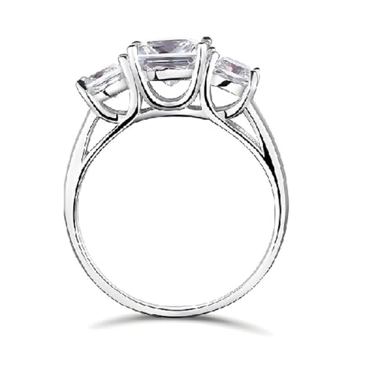 9K White Gold Princess-square Shaped Moissanite Square Engagement Ring with Engraved Word-4