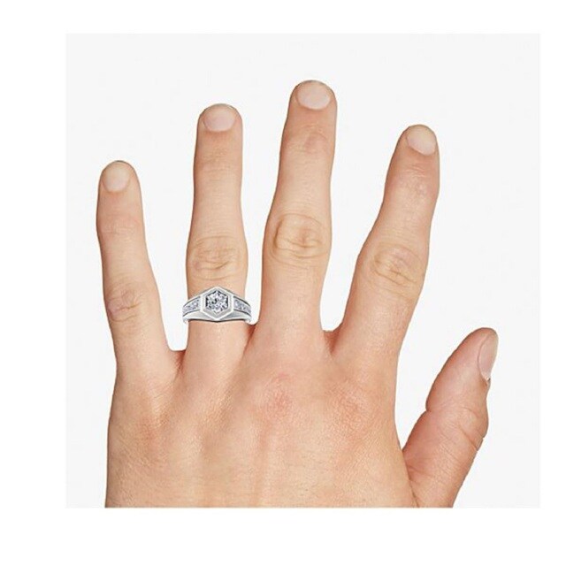 1 Ct Moissanite Engagement Ring for Men, S925/9K/10K/14K/18K, Customize Name Engraving-1