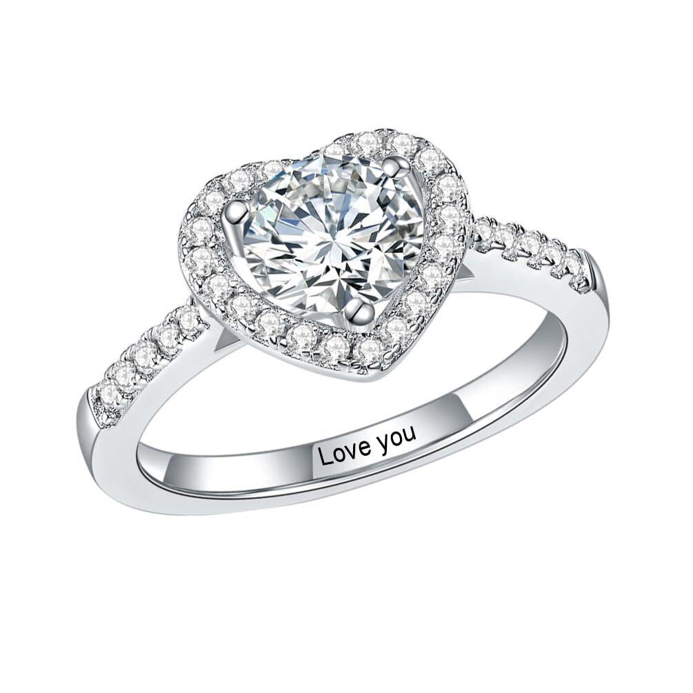 10K White Gold Circular Shaped Moissanite Heart Engagement Ring-1