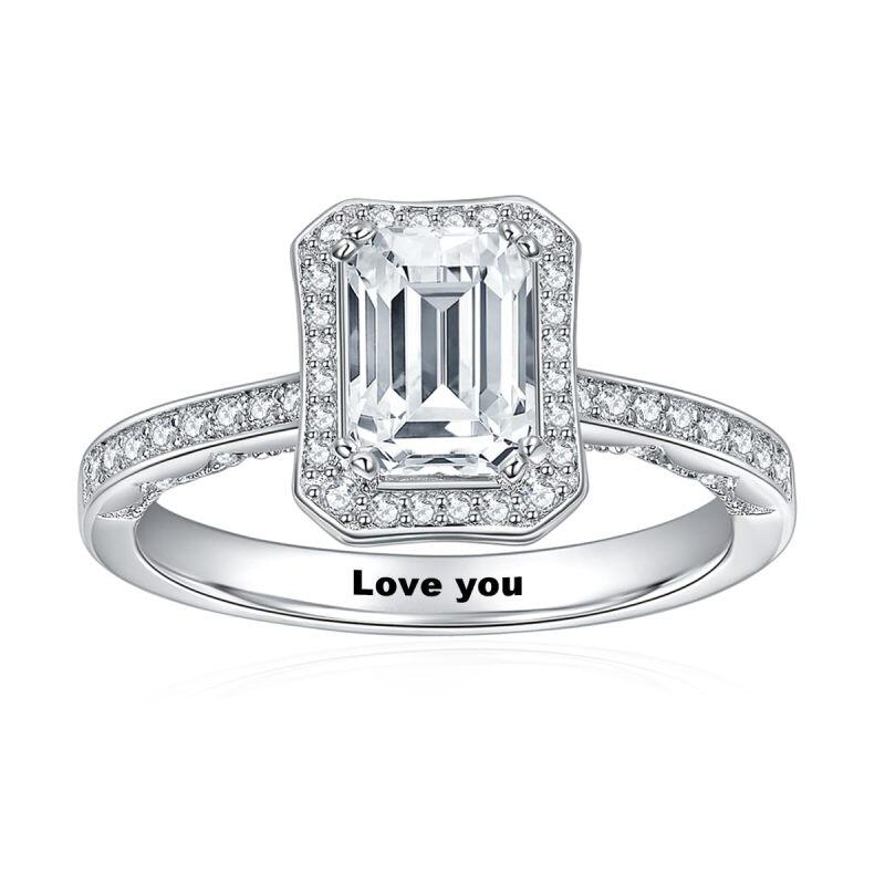 10K White Gold Princess-square Shaped Moissanite Square Engagement Ring