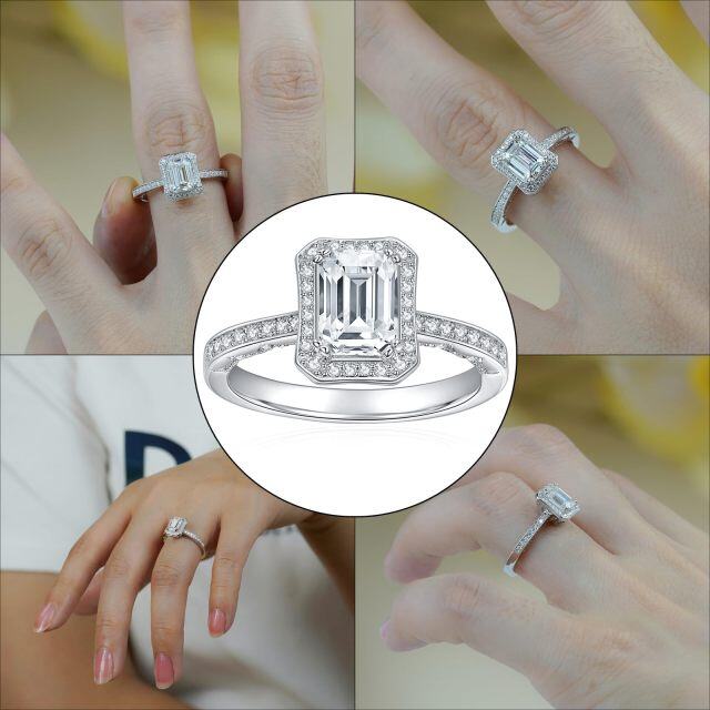 10K White Gold Princess-square Shaped Moissanite Square Engagement Ring-2