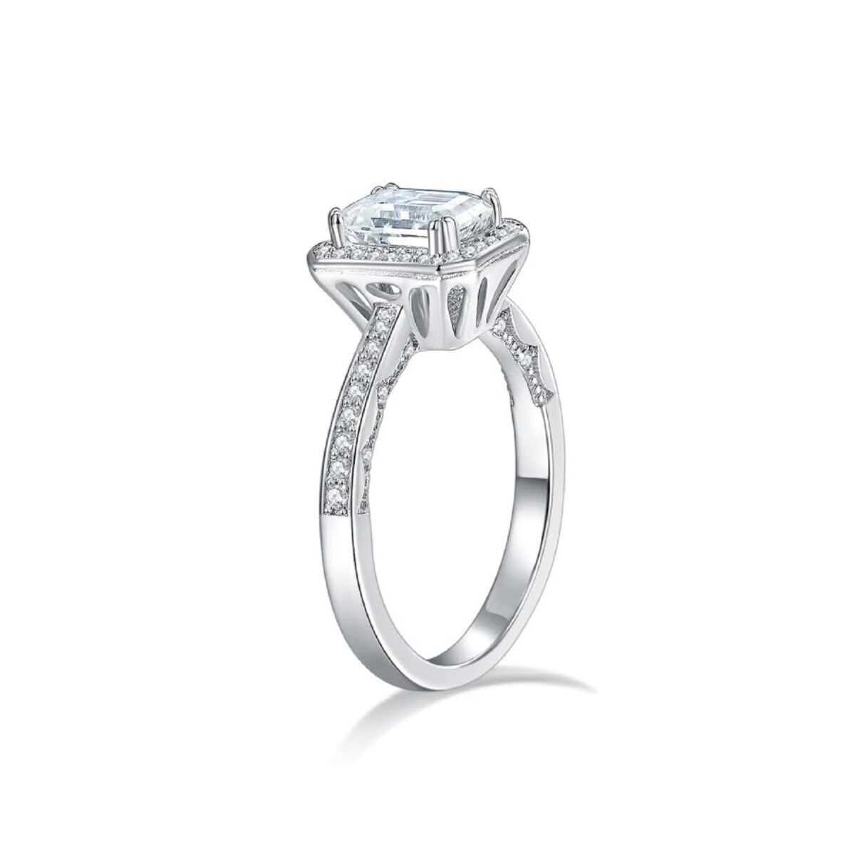 10K White Gold Princess-square Shaped Moissanite Square Engagement Ring-4