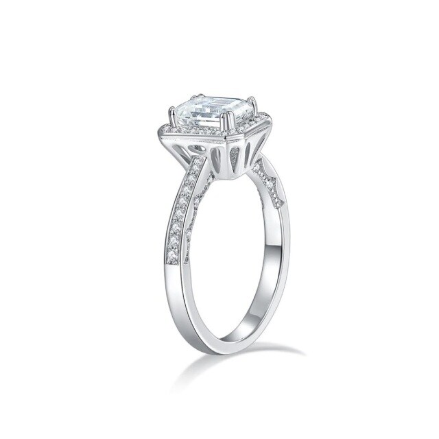 10K White Gold Princess-square Shaped Moissanite Square Engagement Ring-3