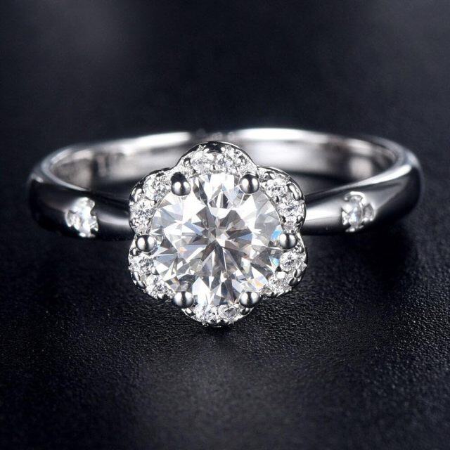 10K White Gold Moissanite Couple Engagement Ring-4