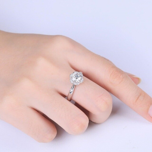 10K White Gold Moissanite Couple Engagement Ring-2