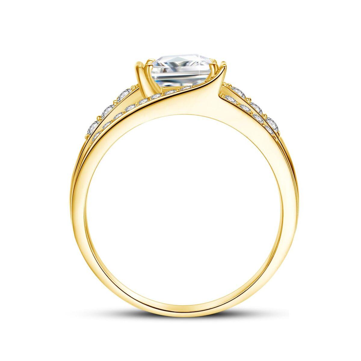 10K Weißgold Prinzessin-Quadrat geformt Moissanit personalisierte Gravur & Paar Verlobungs-4
