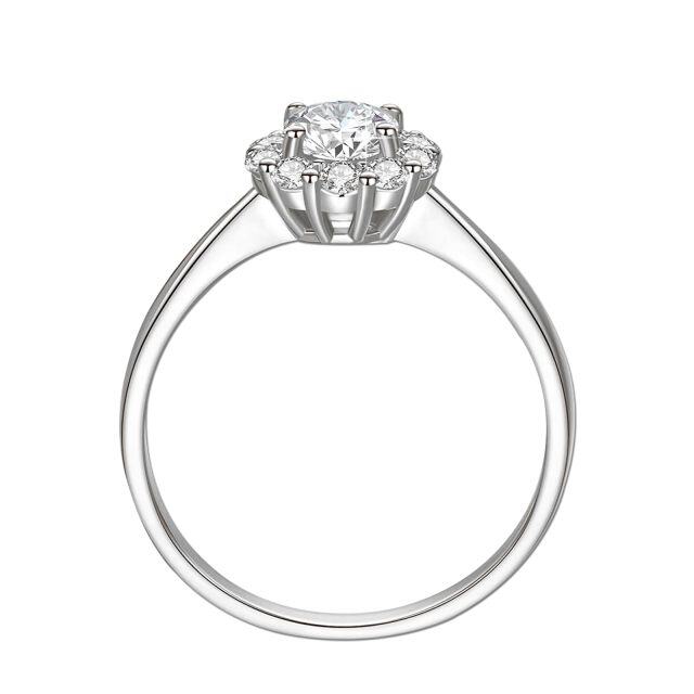 10K White Gold Circular Shaped Moissanite Personalized Engraving & Couple Engagement Ring-3