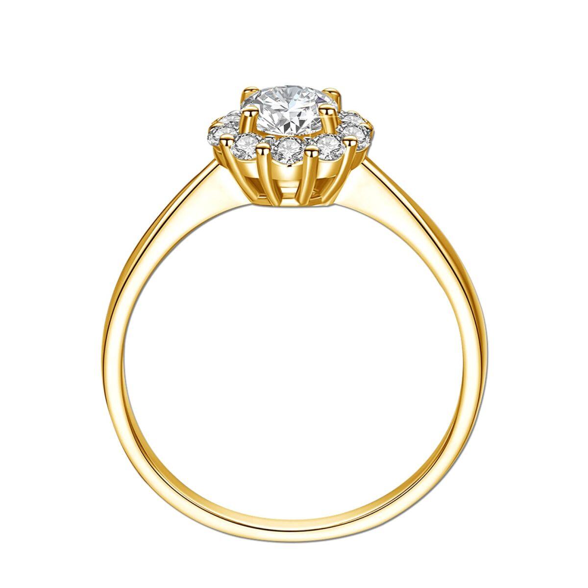 10K White Gold Circular Shaped Moissanite Personalized Engraving & Couple Engagement Ring-5