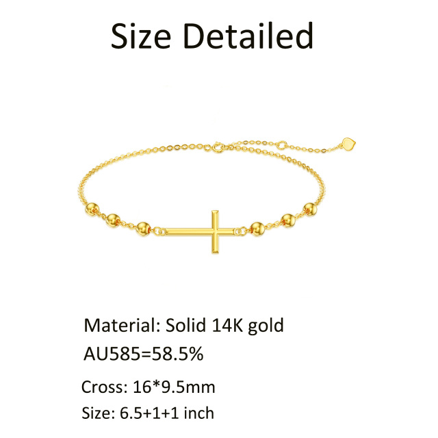 Bracelet de chaîne en or 14K à perles croisées-5
