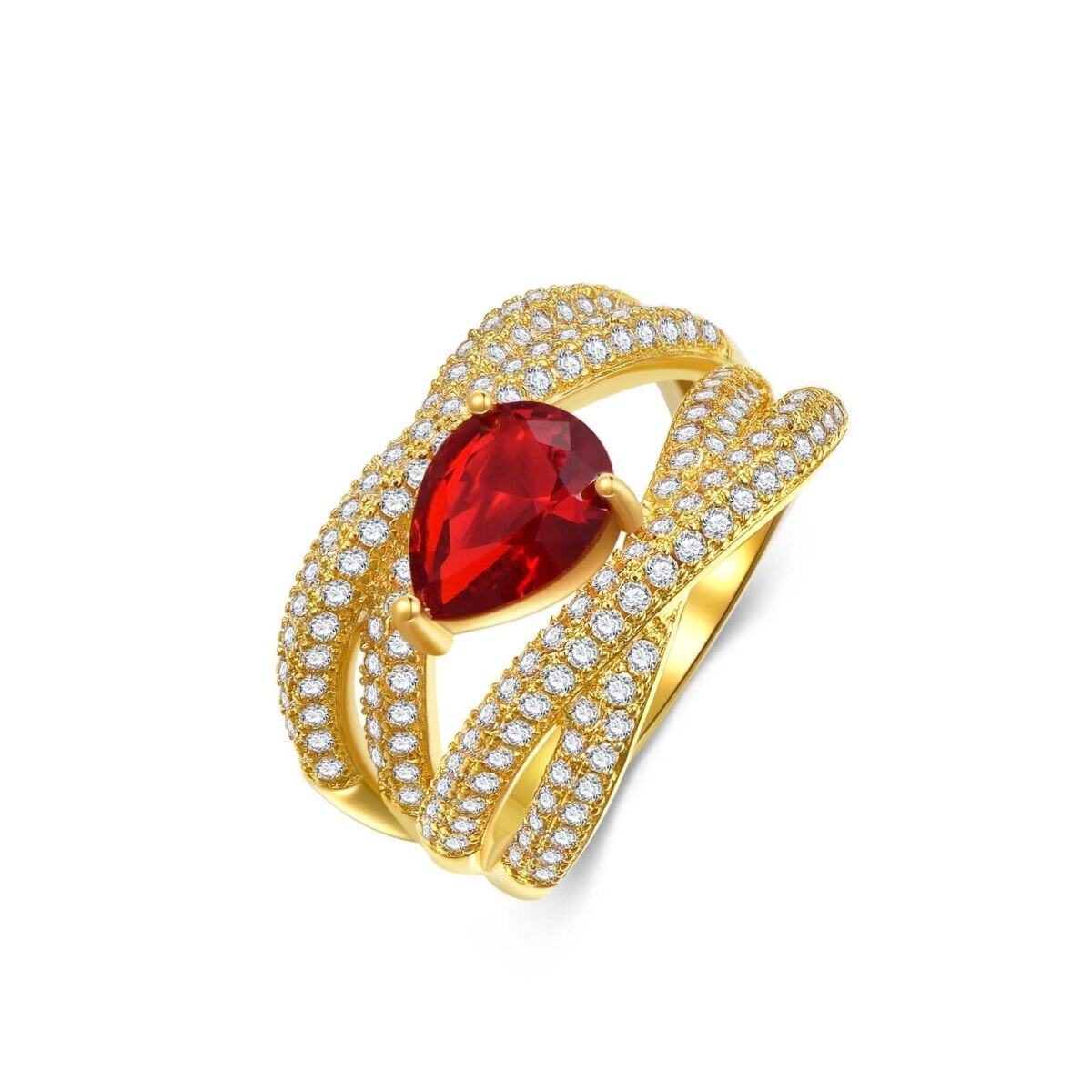 Bague de fiançailles pour couple en argent sterling et zircon plaqué or jaune-1