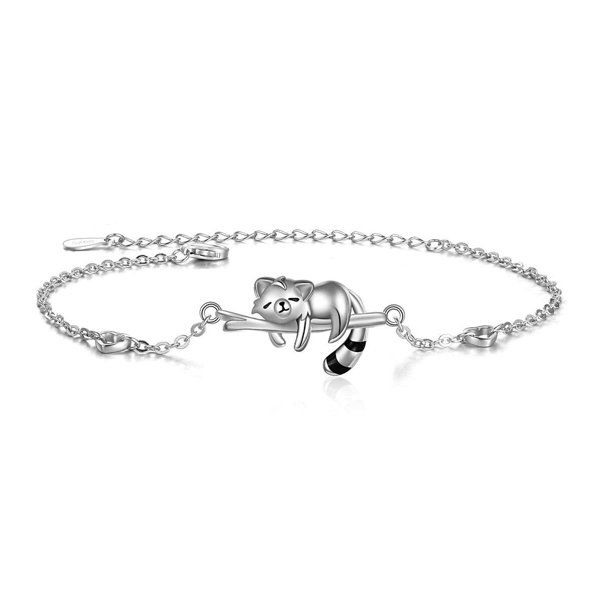 Bracelet en argent sterling avec pendentif panda rouge-1