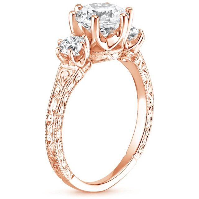 Sterling Silver with Rose Gold Plated Moissanite Engagement Ring-2