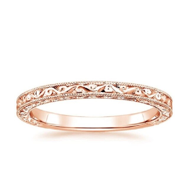 Prata esterlina com anel de noivado Moissanite banhado a ouro rosa-3