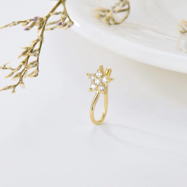 Anneau de nez Pentacle étoile en or 14 carats, bijoux en Zircon, cadeau pour femmes et filles-2