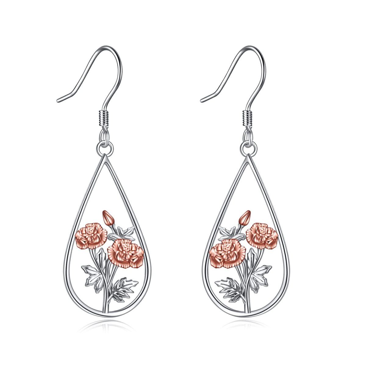 Sterling Silver Two-tone Marigold Drop Earrings-1