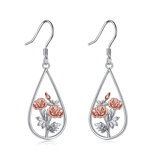 Sterling Silver Two-tone Marigold Drop Earrings-0