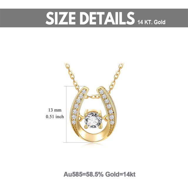 14K Gold Cubic Zirconia Horseshoe Pendant Necklace-5