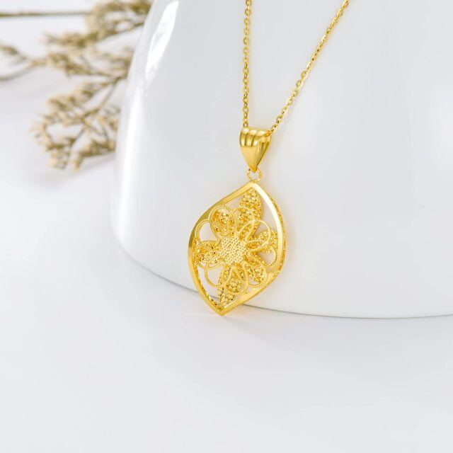 Collier à pendentif feuilles en or 18K-3