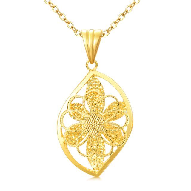 Collier à pendentif feuilles en or 18K-0