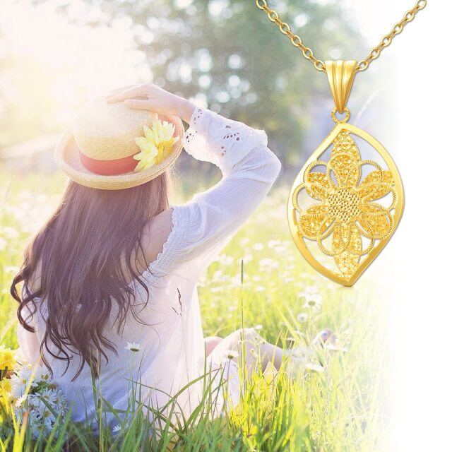 18K Gold Leaves Pendant Necklace-5