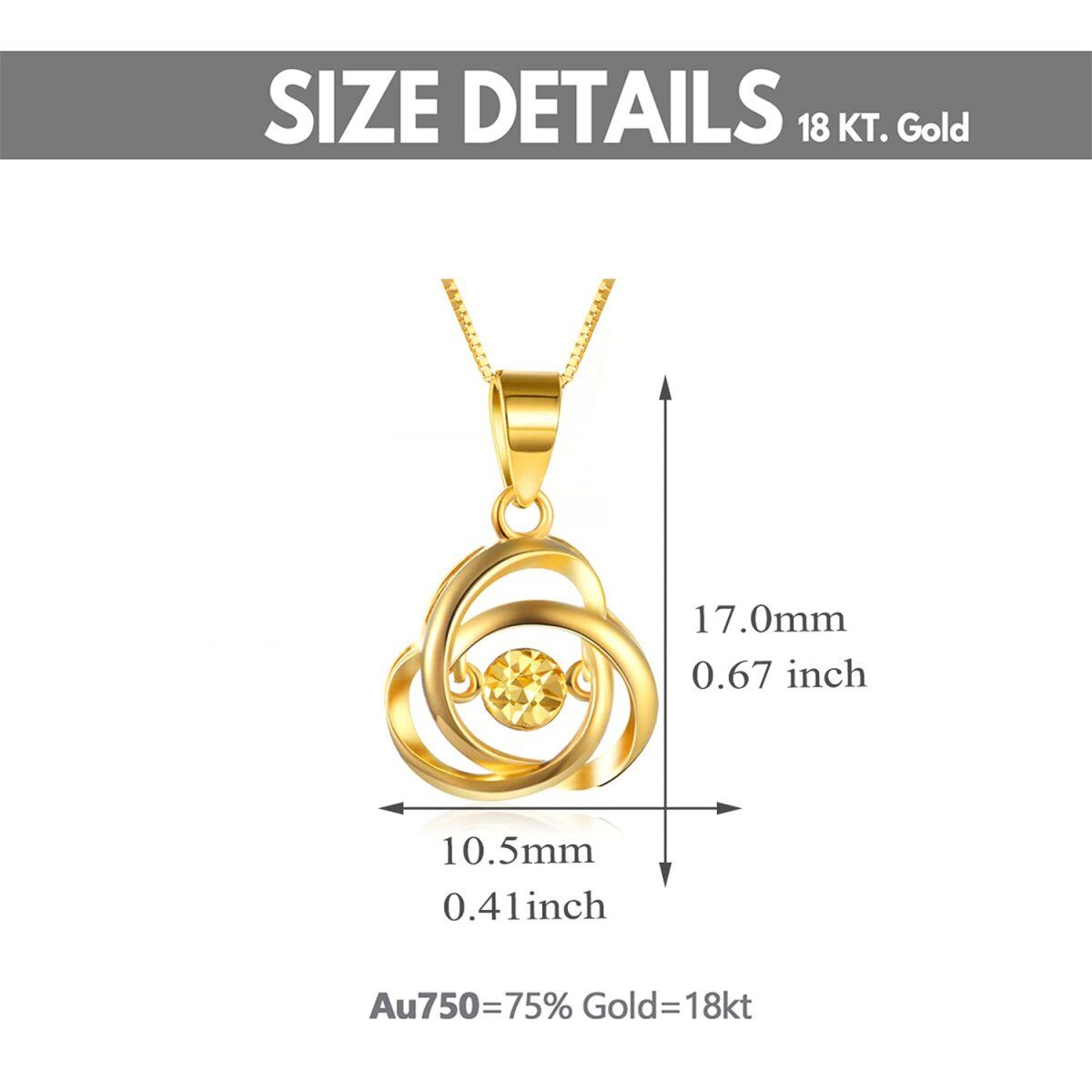 18K Gold Circular Shaped Cubic Zirconia Celtic Knot Pendant Necklace-4