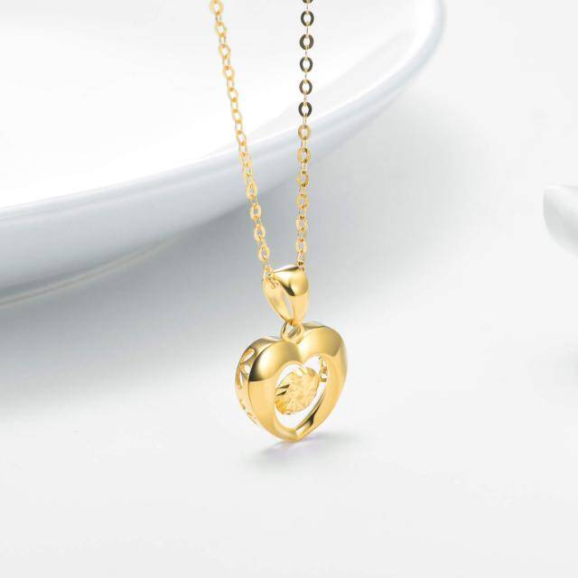 18K Gold Heart Pendant Necklace-3