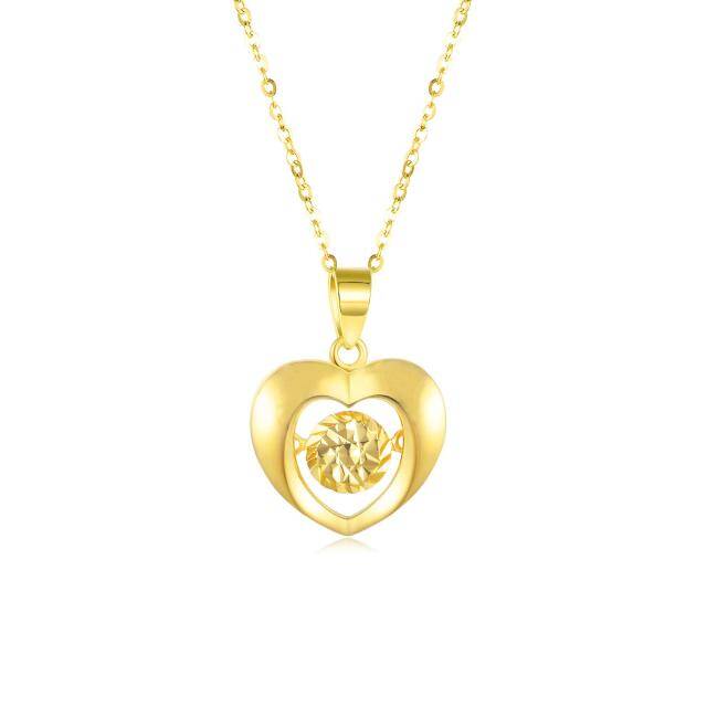 Collier avec pendentif en forme de coeur en or 18K-0