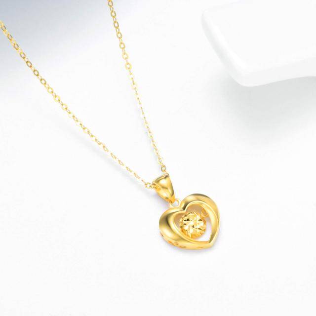 18K Gold Heart Pendant Necklace-4