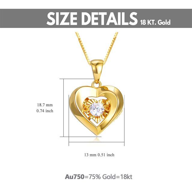 18K Gold Cubic Zirconia Heart Pendant Necklace-2