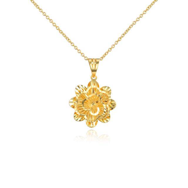 18K Gold Daisy Pendant Necklace-0