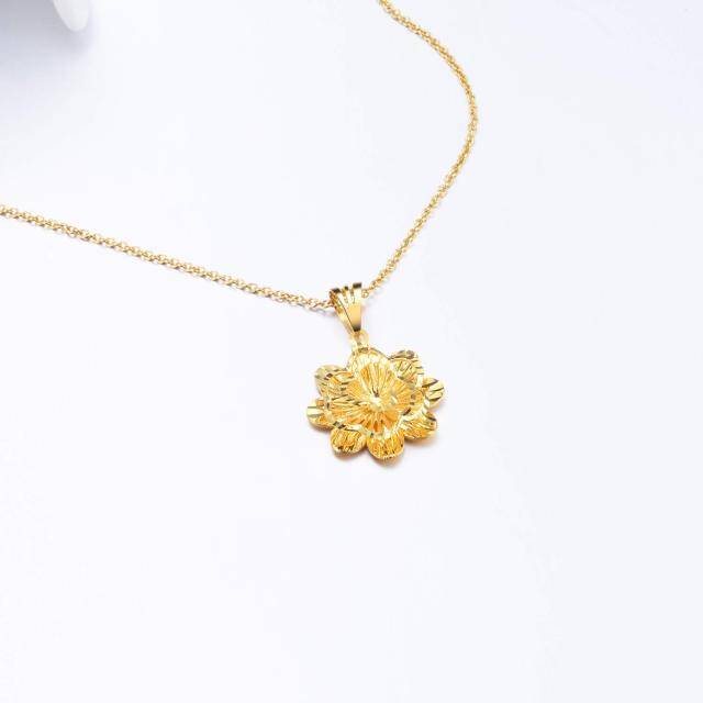 18K Gold Daisy Pendant Necklace-4