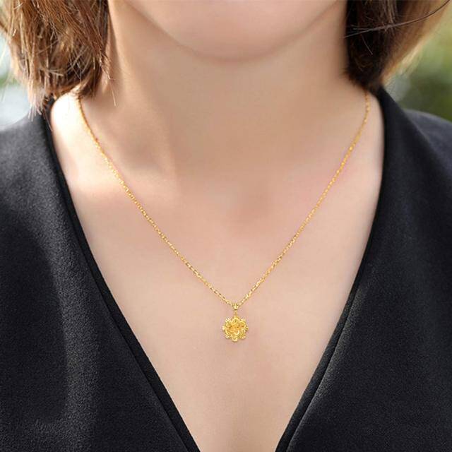 18K Gold Daisy Pendant Necklace-1