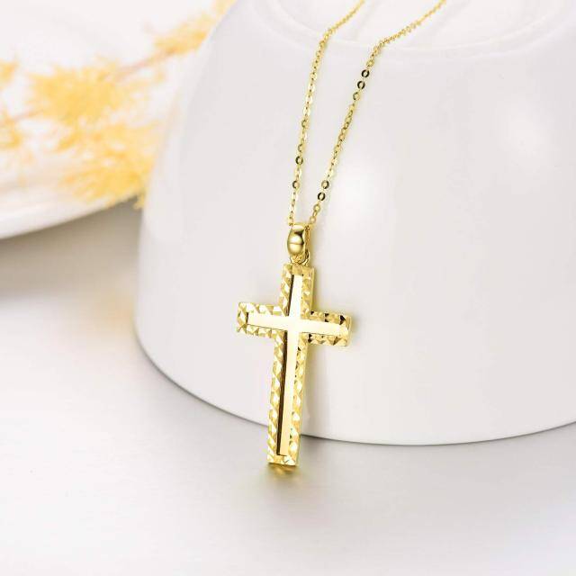 18K Gold Cross Pendant Necklace-3