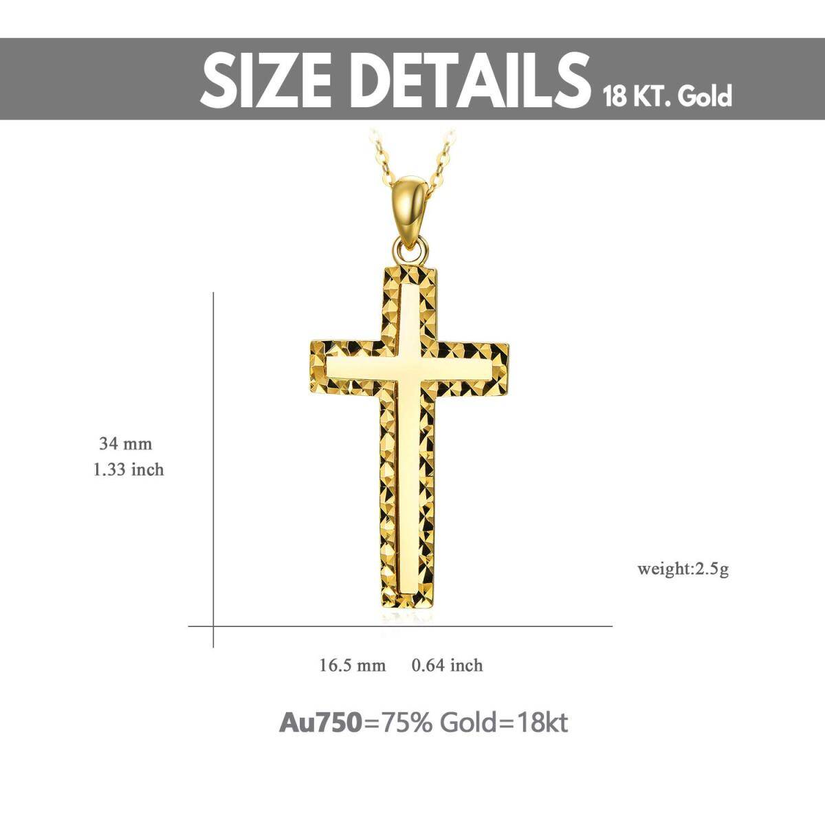 18K Gold Cross Pendant Necklace-5