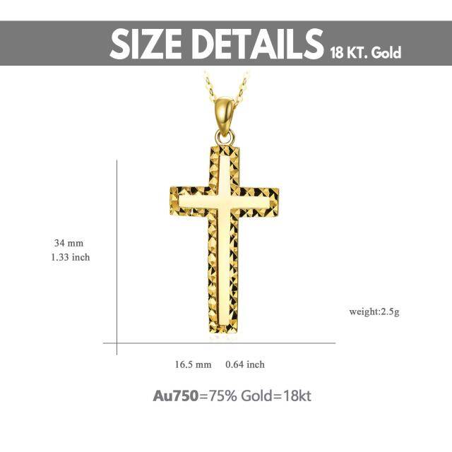 Colar de cruz de ouro sólido 18k para mulheres joias de corrente cruzada de ouro real-4