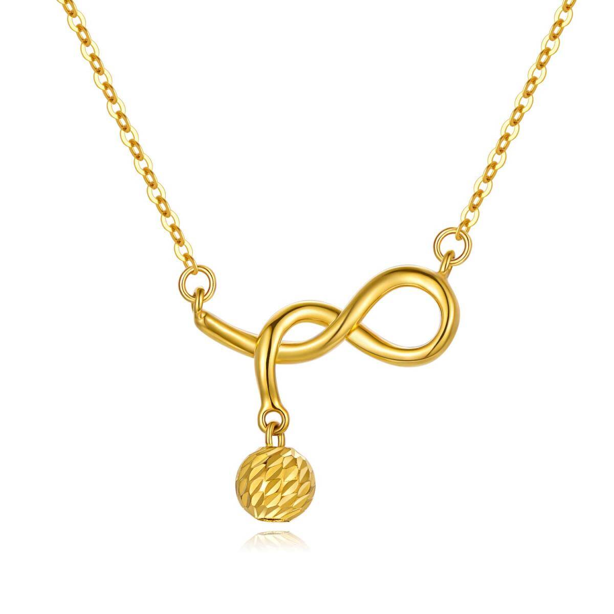18K Gold Ball & Infinity Symbol Pendant Necklace-1