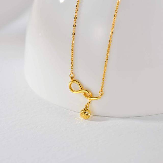 18K Gold Ball & Infinity Symbol Pendant Necklace-3