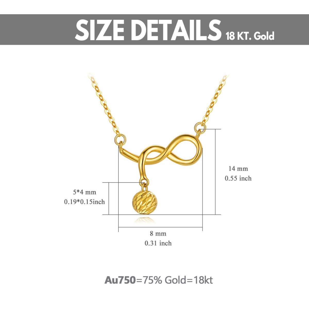 18K Gold Ball & Infinity Symbol Pendant Necklace-6