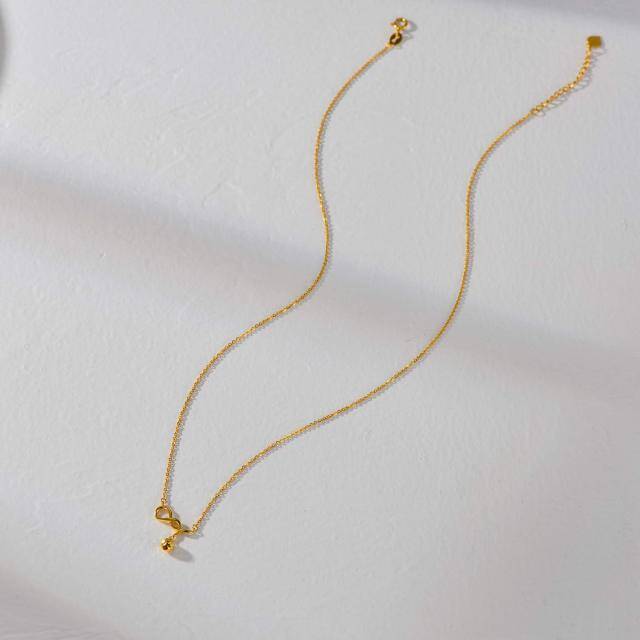 18K Gold Ball & Infinity Symbol Pendant Necklace-4